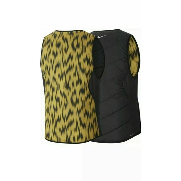 Nike CU6058-010 AeroLayer Wild Run Reversible  Gilet Vest Black/Yellow ( L ) - Picture 2 of 3